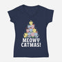 Meowy Catmas-Womens-V-Neck-Tee-brunopires
