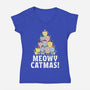 Meowy Catmas-Womens-V-Neck-Tee-brunopires