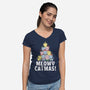 Meowy Catmas-Womens-V-Neck-Tee-brunopires