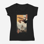 Skyrim Ukiyo-e-Womens-V-Neck-Tee-vp021