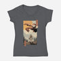 Skyrim Ukiyo-e-Womens-V-Neck-Tee-vp021
