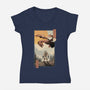 Skyrim Ukiyo-e-Womens-V-Neck-Tee-vp021