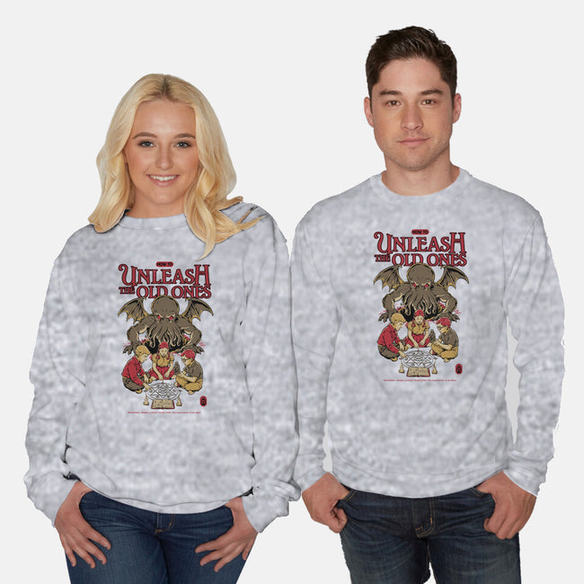 How To Unleash The Old Ones-Unisex-Crew Neck-Sweatshirt-Hafaell