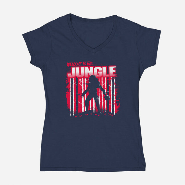 Welcome To The Jungle 87-Womens-V-Neck-Tee-rocketman_art