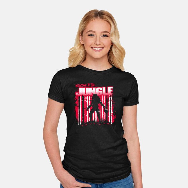 Welcome To The Jungle 87-Womens-Fitted-Tee-rocketman_art