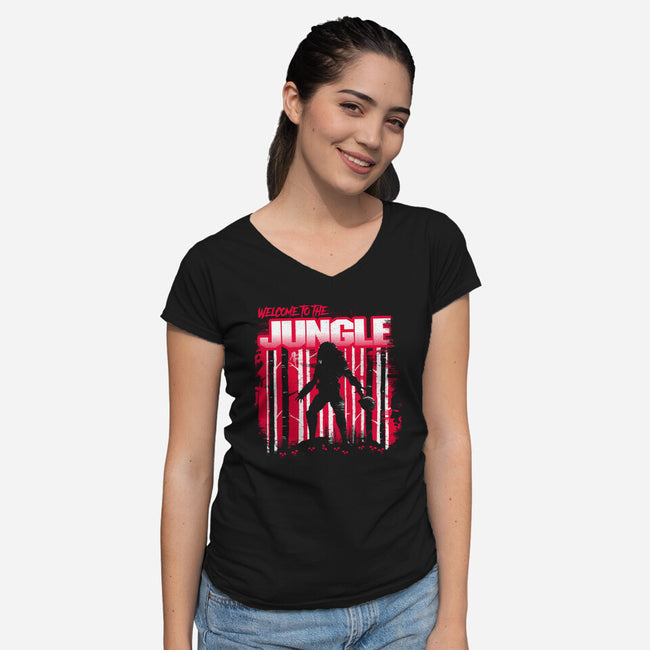 Welcome To The Jungle 87-Womens-V-Neck-Tee-rocketman_art