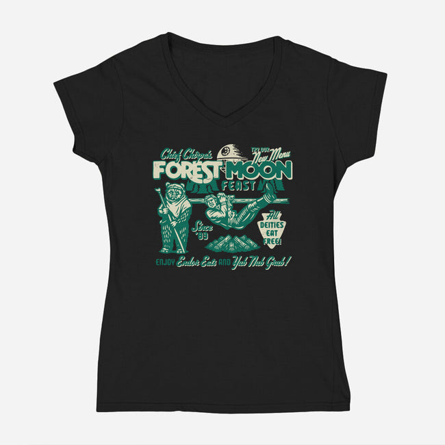 Forest Moon Feast-Womens-V-Neck-Tee-Wheels