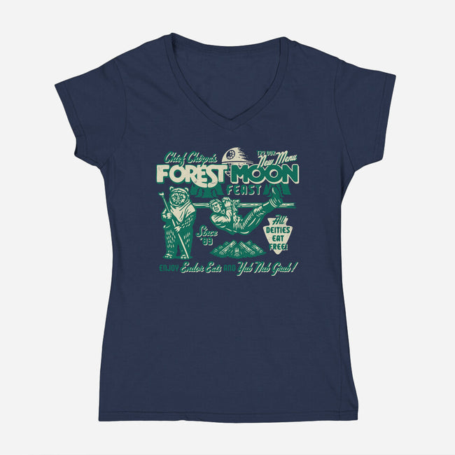 Forest Moon Feast-Womens-V-Neck-Tee-Wheels