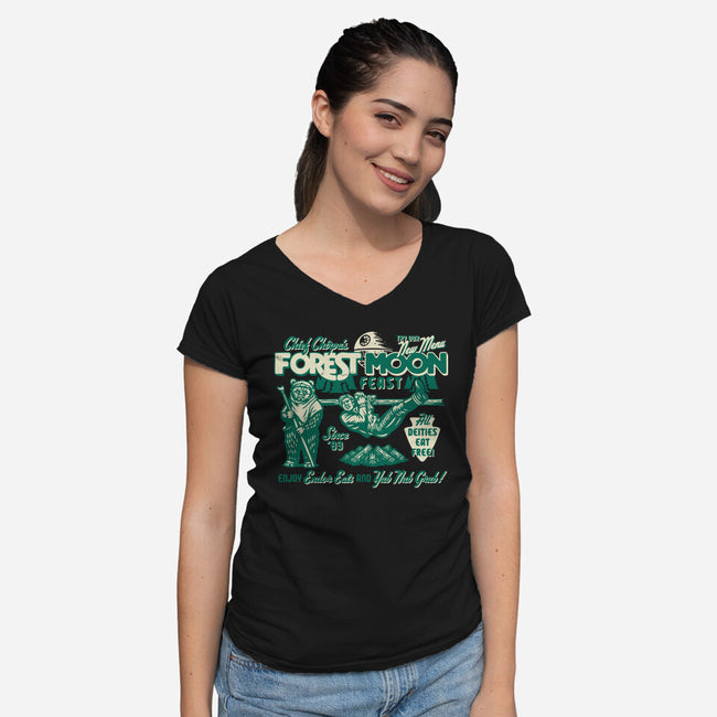 Forest Moon Feast-Womens-V-Neck-Tee-Wheels