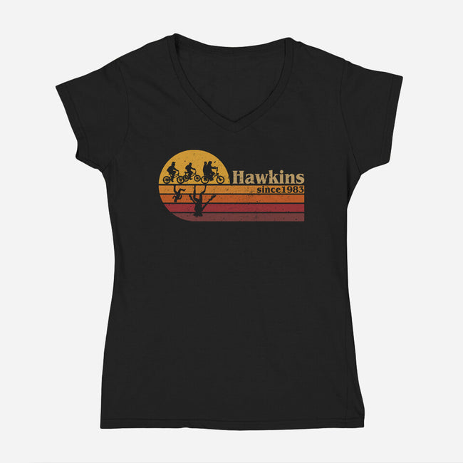 Vintage Hawkins-Womens-V-Neck-Tee-DrMonekers