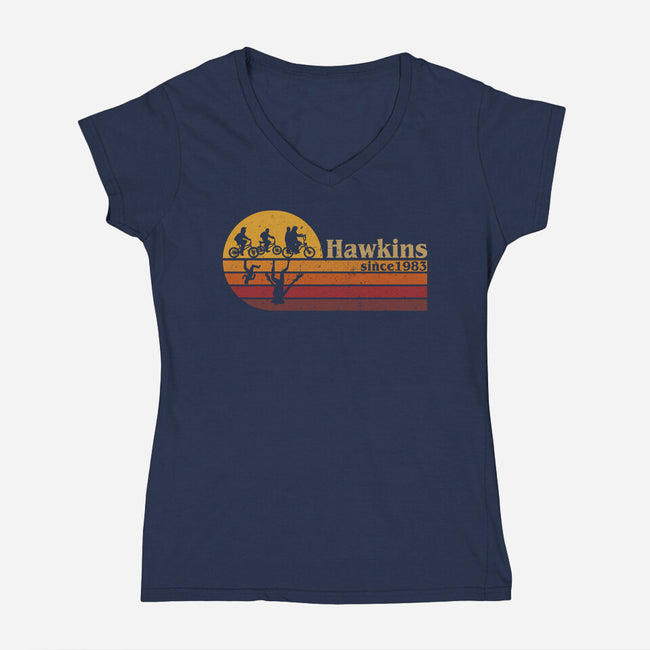 Vintage Hawkins-Womens-V-Neck-Tee-DrMonekers