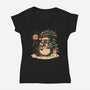 Totoro Winter Bus Stop-Womens-V-Neck-Tee-JamesQJO