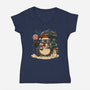 Totoro Winter Bus Stop-Womens-V-Neck-Tee-JamesQJO