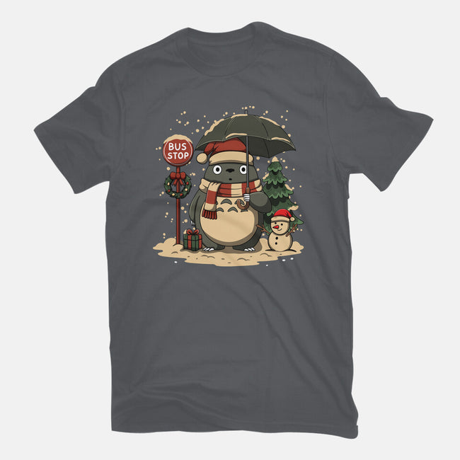 Totoro Winter Bus Stop-Mens-Heavyweight-Tee-JamesQJO