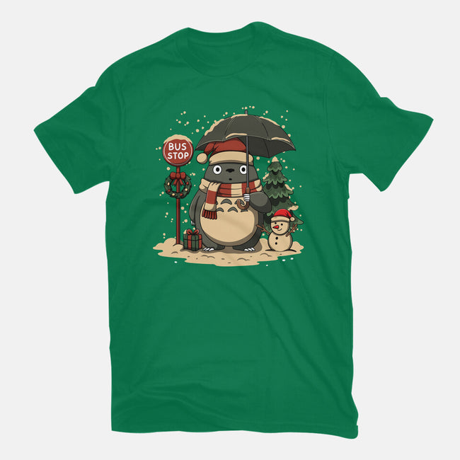 Totoro Winter Bus Stop-Mens-Premium-Tee-JamesQJO