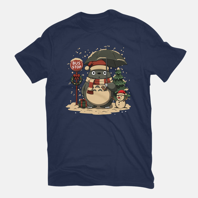Totoro Winter Bus Stop-Mens-Basic-Tee-JamesQJO