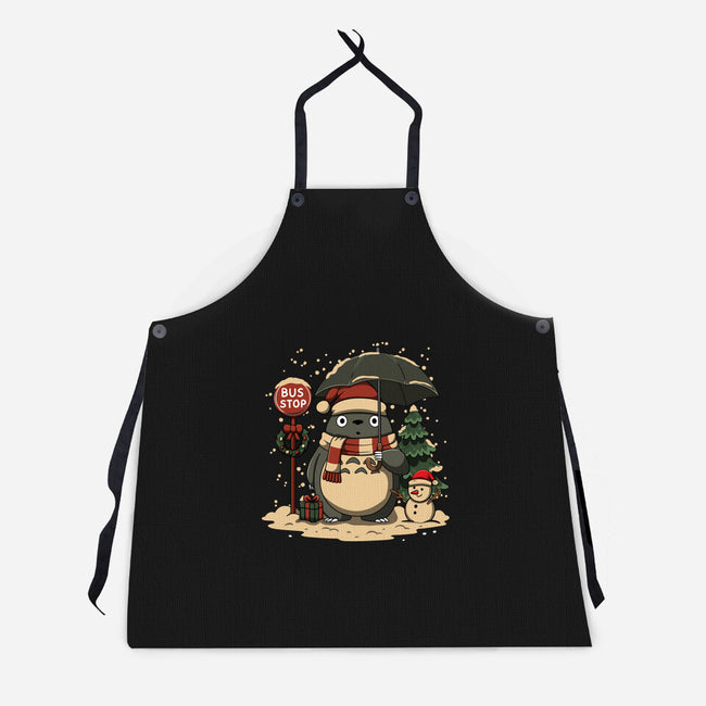 Totoro Winter Bus Stop-Unisex-Kitchen-Apron-JamesQJO
