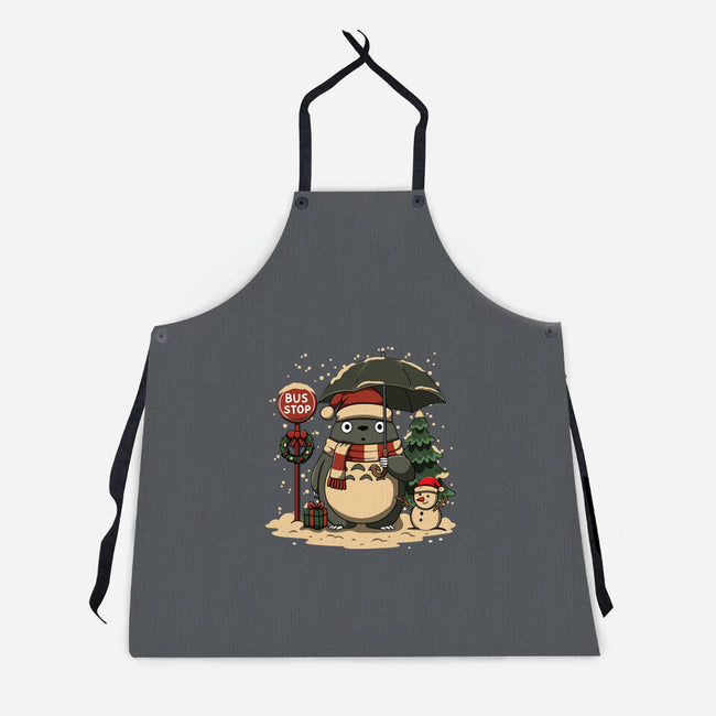 Totoro Winter Bus Stop-Unisex-Kitchen-Apron-JamesQJO