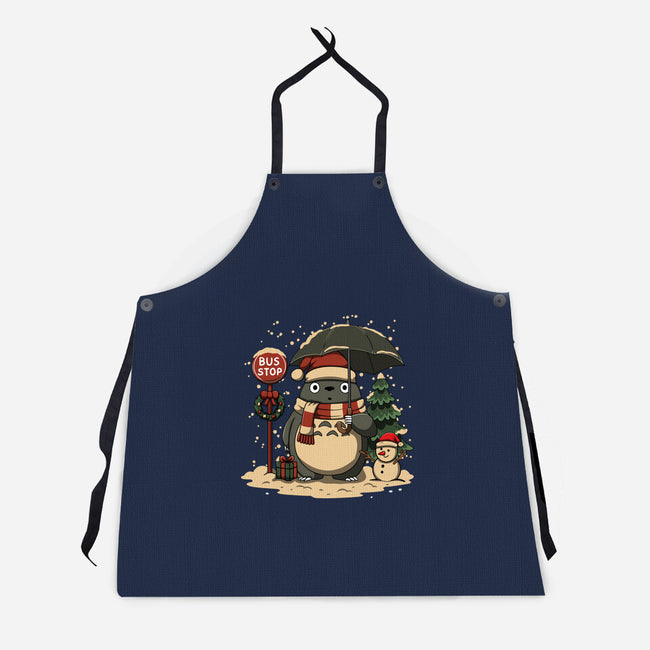 Totoro Winter Bus Stop-Unisex-Kitchen-Apron-JamesQJO