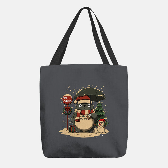 Totoro Winter Bus Stop-None-Basic Tote-Bag-JamesQJO