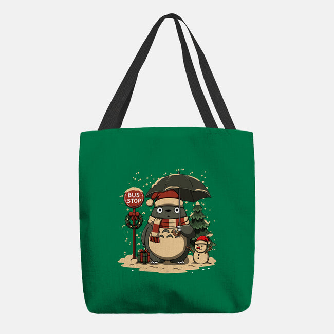 Totoro Winter Bus Stop-None-Basic Tote-Bag-JamesQJO