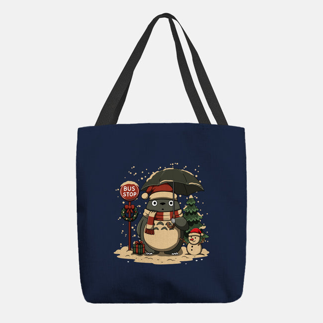 Totoro Winter Bus Stop-None-Basic Tote-Bag-JamesQJO