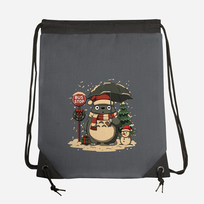 Totoro Winter Bus Stop-None-Drawstring-Bag-JamesQJO