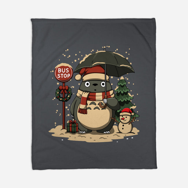 Totoro Winter Bus Stop-None-Fleece-Blanket-JamesQJO