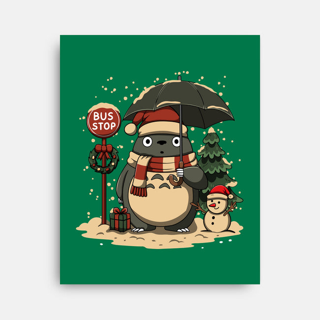 Totoro Winter Bus Stop-None-Stretched-Canvas-JamesQJO