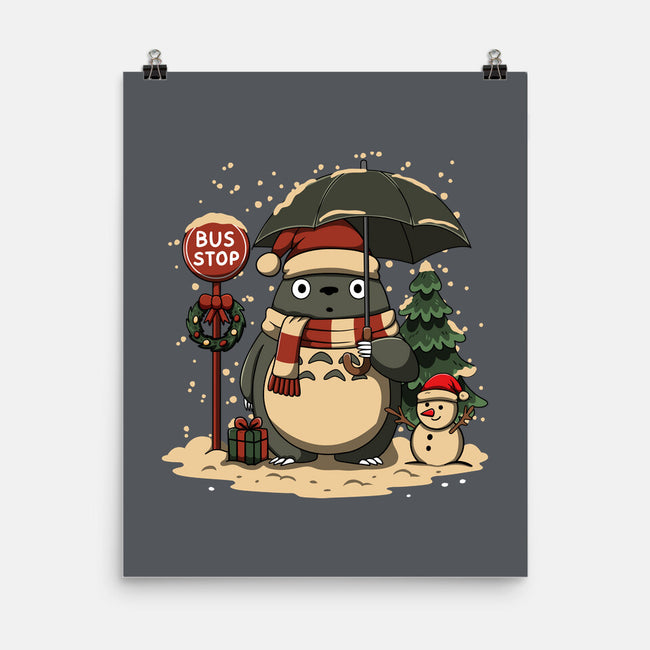 Totoro Winter Bus Stop-None-Matte-Poster-JamesQJO