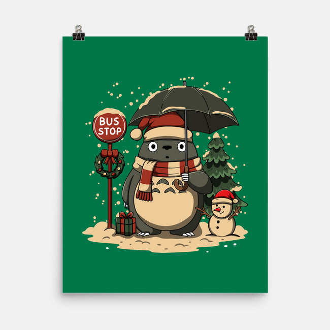 Totoro Winter Bus Stop-None-Matte-Poster-JamesQJO