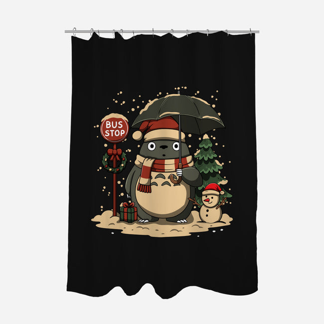 Totoro Winter Bus Stop-None-Polyester-Shower Curtain-JamesQJO