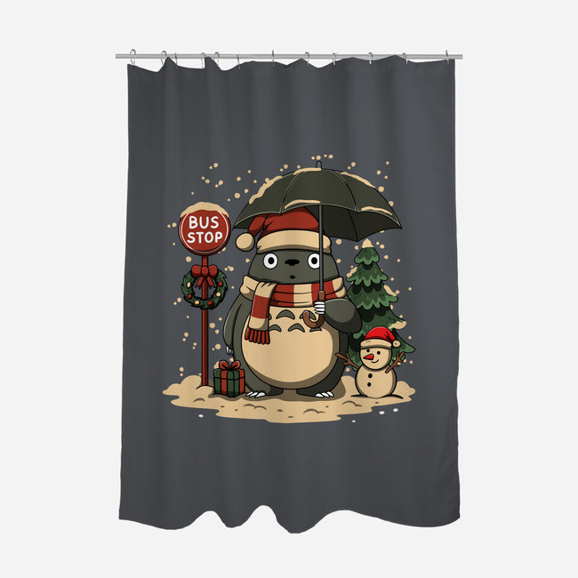 Totoro Winter Bus Stop-None-Polyester-Shower Curtain-JamesQJO