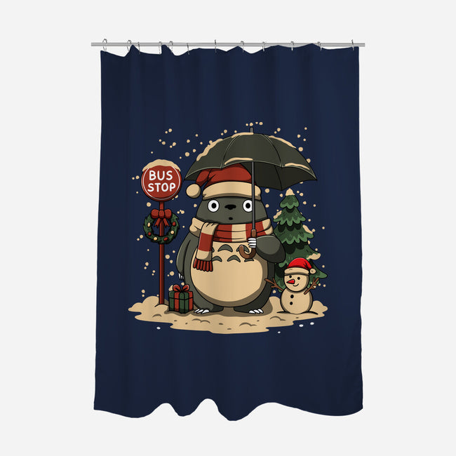 Totoro Winter Bus Stop-None-Polyester-Shower Curtain-JamesQJO