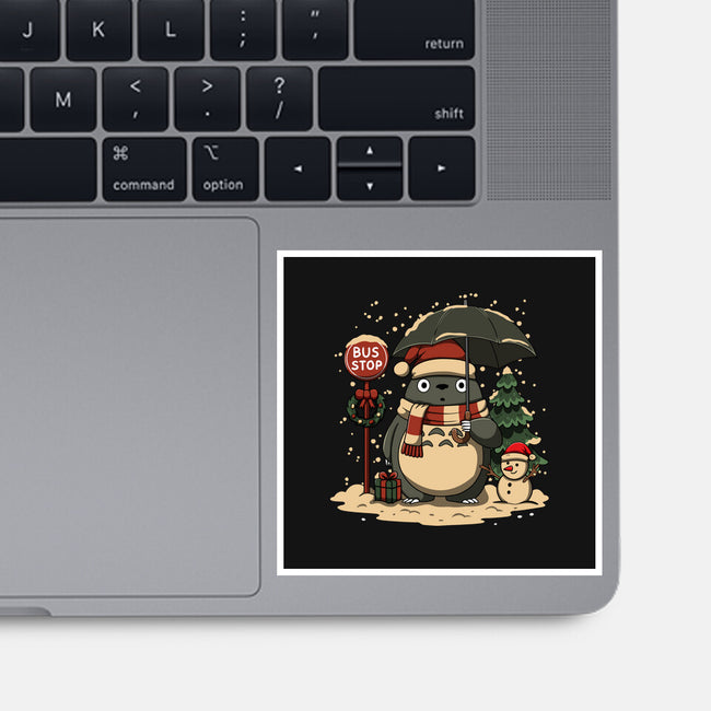 Totoro Winter Bus Stop-None-Glossy-Sticker-JamesQJO