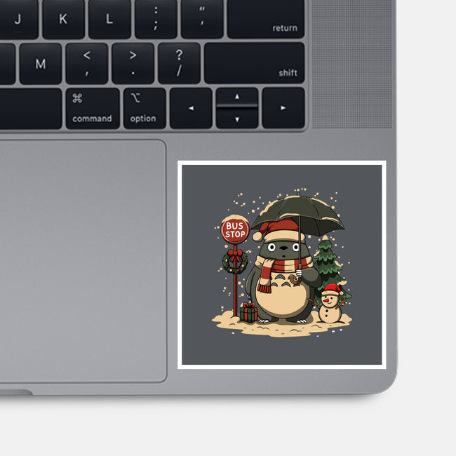 Totoro Winter Bus Stop-None-Glossy-Sticker-JamesQJO