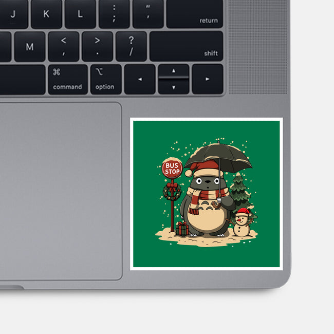 Totoro Winter Bus Stop-None-Glossy-Sticker-JamesQJO