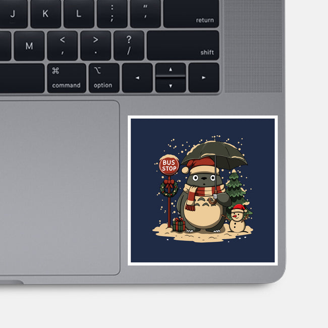 Totoro Winter Bus Stop-None-Glossy-Sticker-JamesQJO