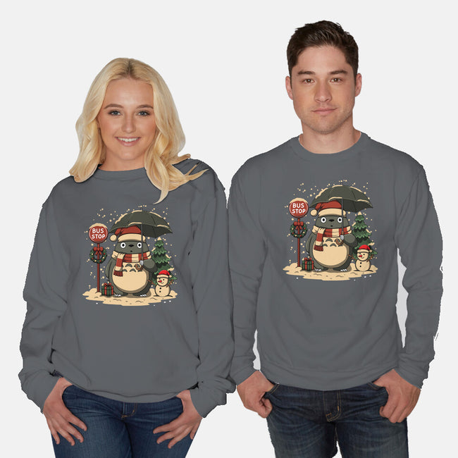 Totoro Winter Bus Stop-Unisex-Crew Neck-Sweatshirt-JamesQJO