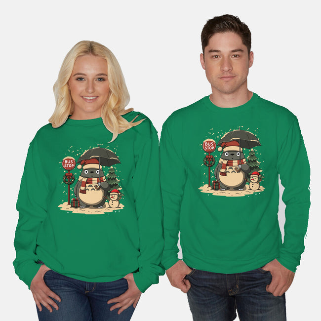 Totoro Winter Bus Stop-Unisex-Crew Neck-Sweatshirt-JamesQJO
