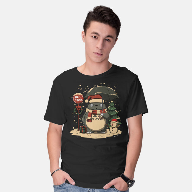 Totoro Winter Bus Stop-Mens-Basic-Tee-JamesQJO