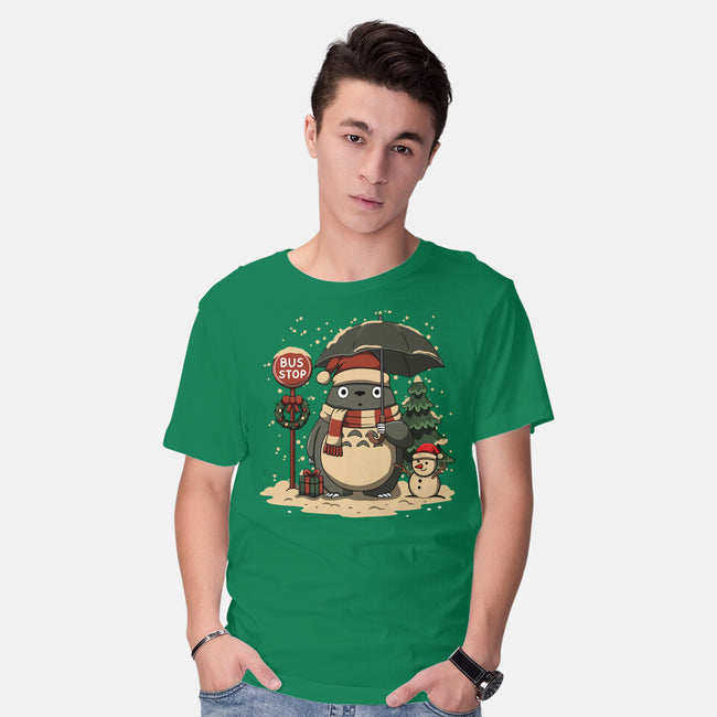 Totoro Winter Bus Stop-Mens-Basic-Tee-JamesQJO