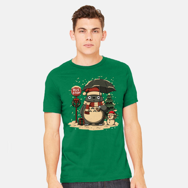 Totoro Winter Bus Stop-Mens-Heavyweight-Tee-JamesQJO
