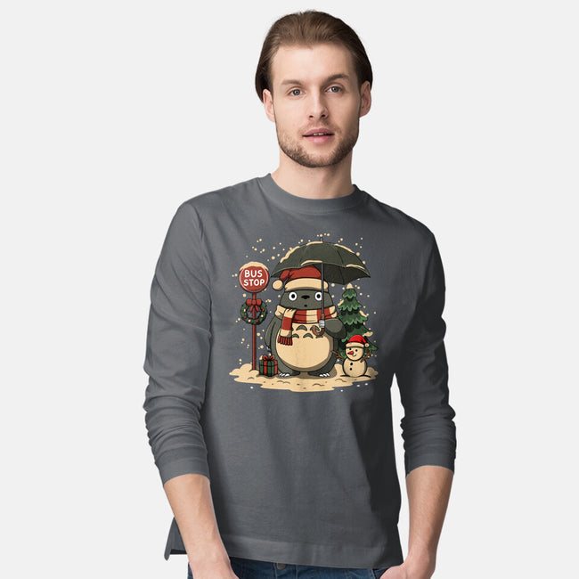 Totoro Winter Bus Stop-Mens-Long Sleeved-Tee-JamesQJO