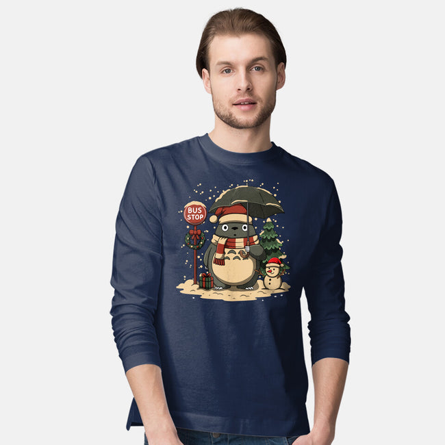 Totoro Winter Bus Stop-Mens-Long Sleeved-Tee-JamesQJO