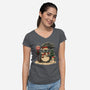 Totoro Winter Bus Stop-Womens-V-Neck-Tee-JamesQJO