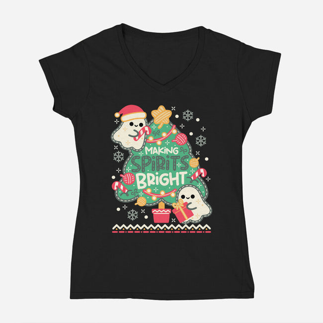 Making Cute Spirits Bright-Womens-V-Neck-Tee-NemiMakeit