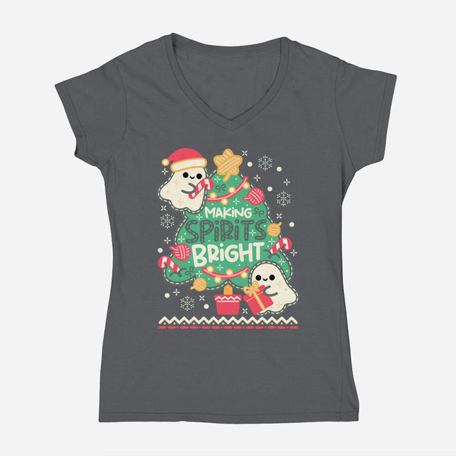 Making Cute Spirits Bright-Womens-V-Neck-Tee-NemiMakeit