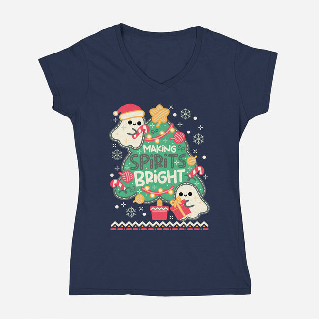 Making Cute Spirits Bright-Womens-V-Neck-Tee-NemiMakeit