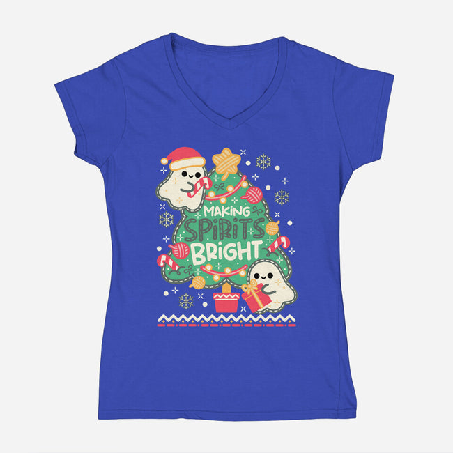 Making Cute Spirits Bright-Womens-V-Neck-Tee-NemiMakeit
